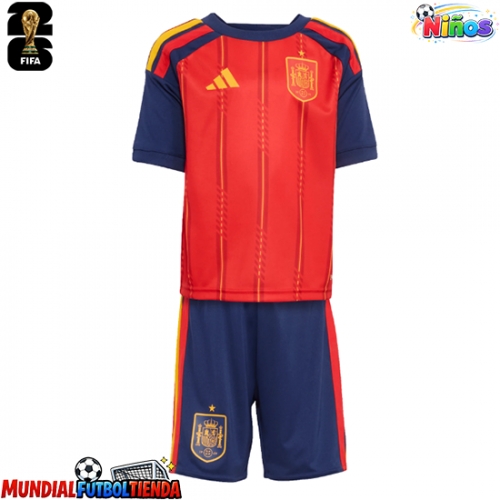 Camiseta España Primera Equipación Replica Mundial 2026 para niños mangas cortas (+ Pantalones cortos)